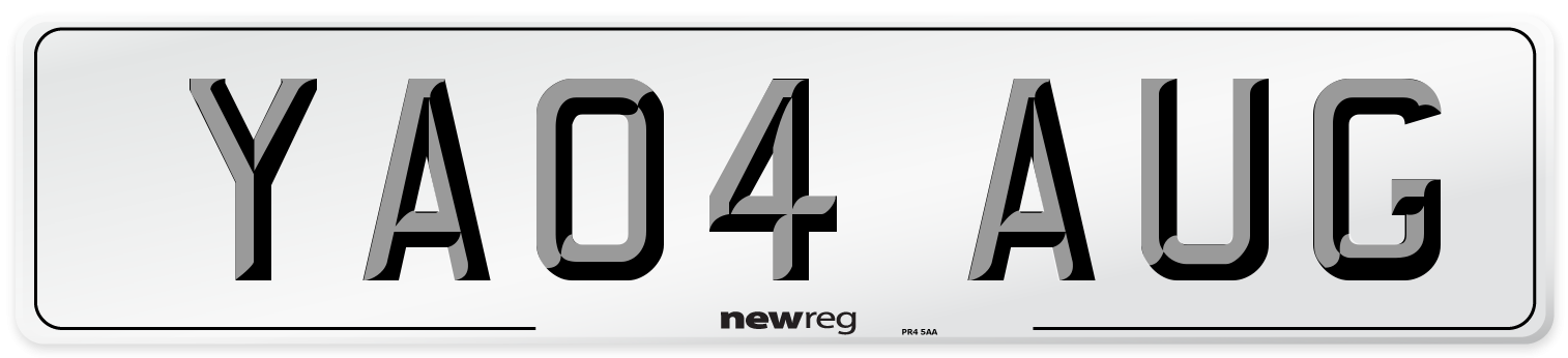 YA04 AUG Number Plate from New Reg